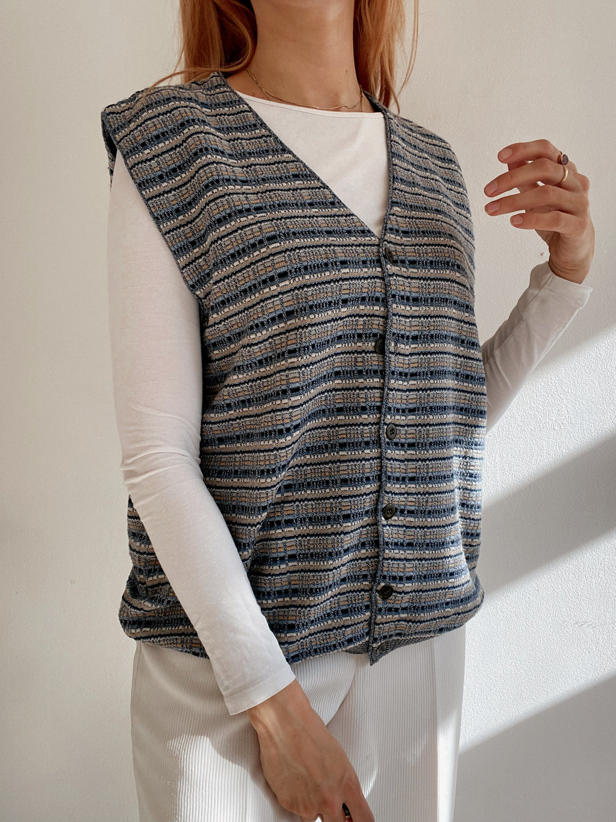 Gilet vintage sans manche gris bleu S