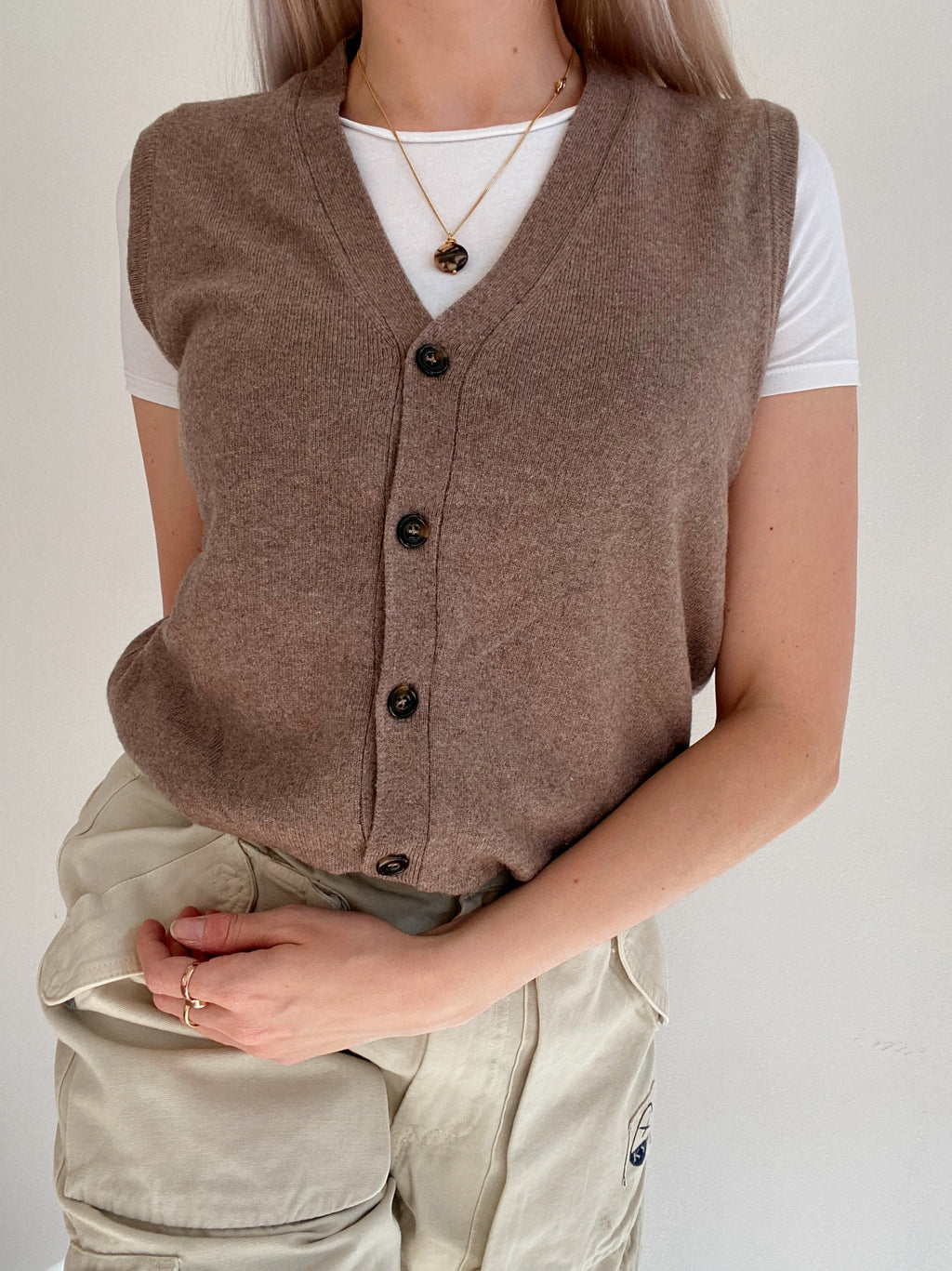 Gilet en cachemire brun M