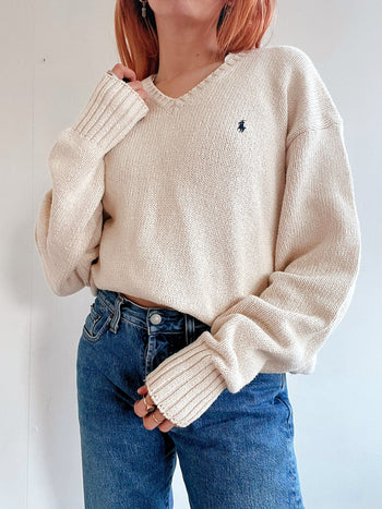 Pull blanc cassé Ralph Lauren XL