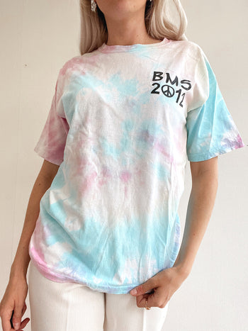 T-shirt vintage blanc bleu rose tie and dye M