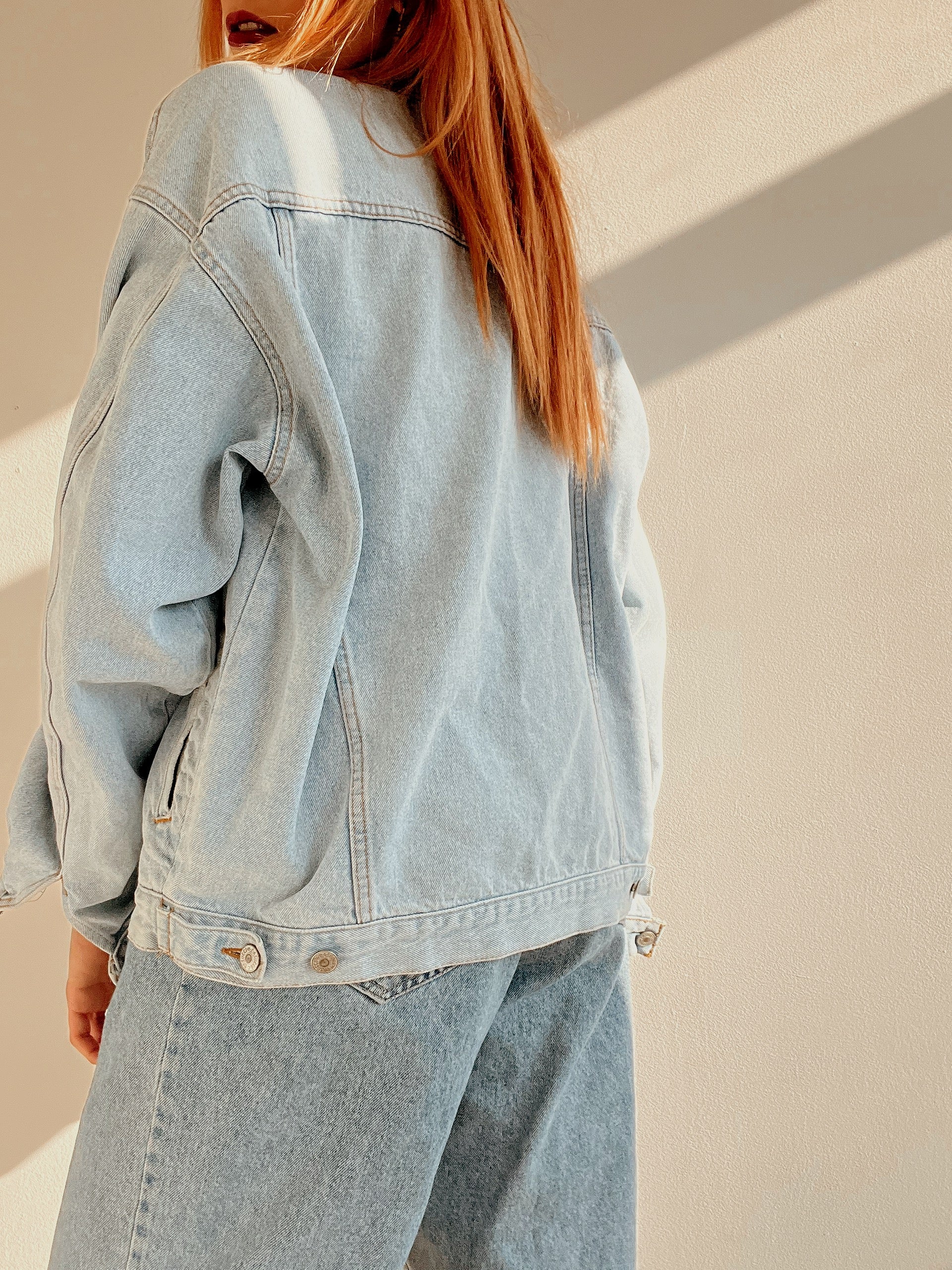 Veste en jeans vintage bleue très claire L