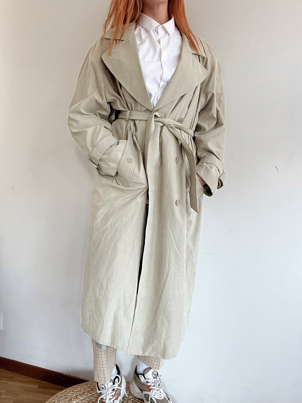 Trench coat vintage beige tout doux M oversized