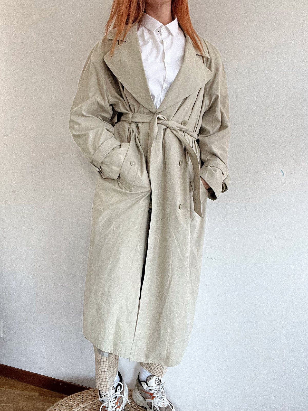 Trench coat vintage beige tout doux M oversized
