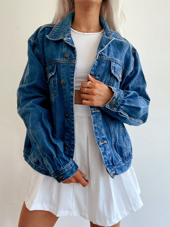 Blaue Vintage-Jeansjacke