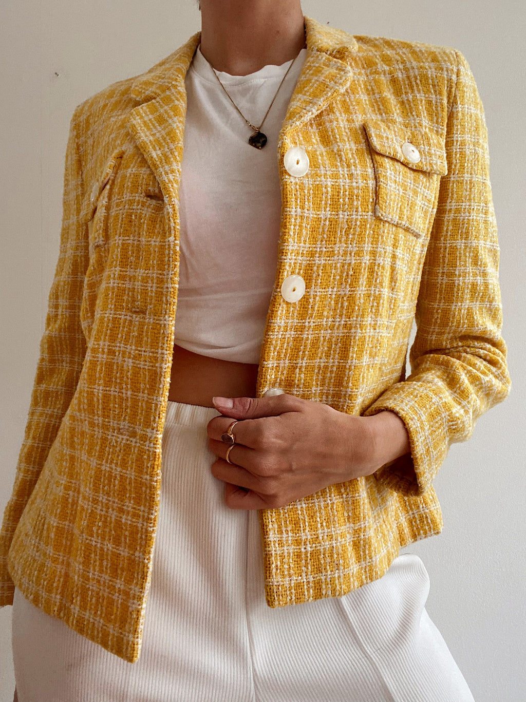 White and blue jacket with orange collar Adidas XL