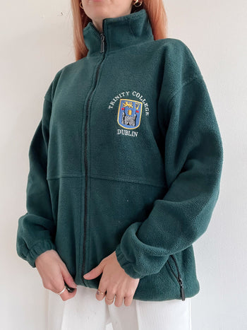 Vintage dunkelgrüner Fleecepullover M