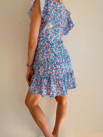 Robe vintage bleue et violette  à motifs S/M