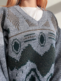 Vintage dunkelgrauer Strickpullover L