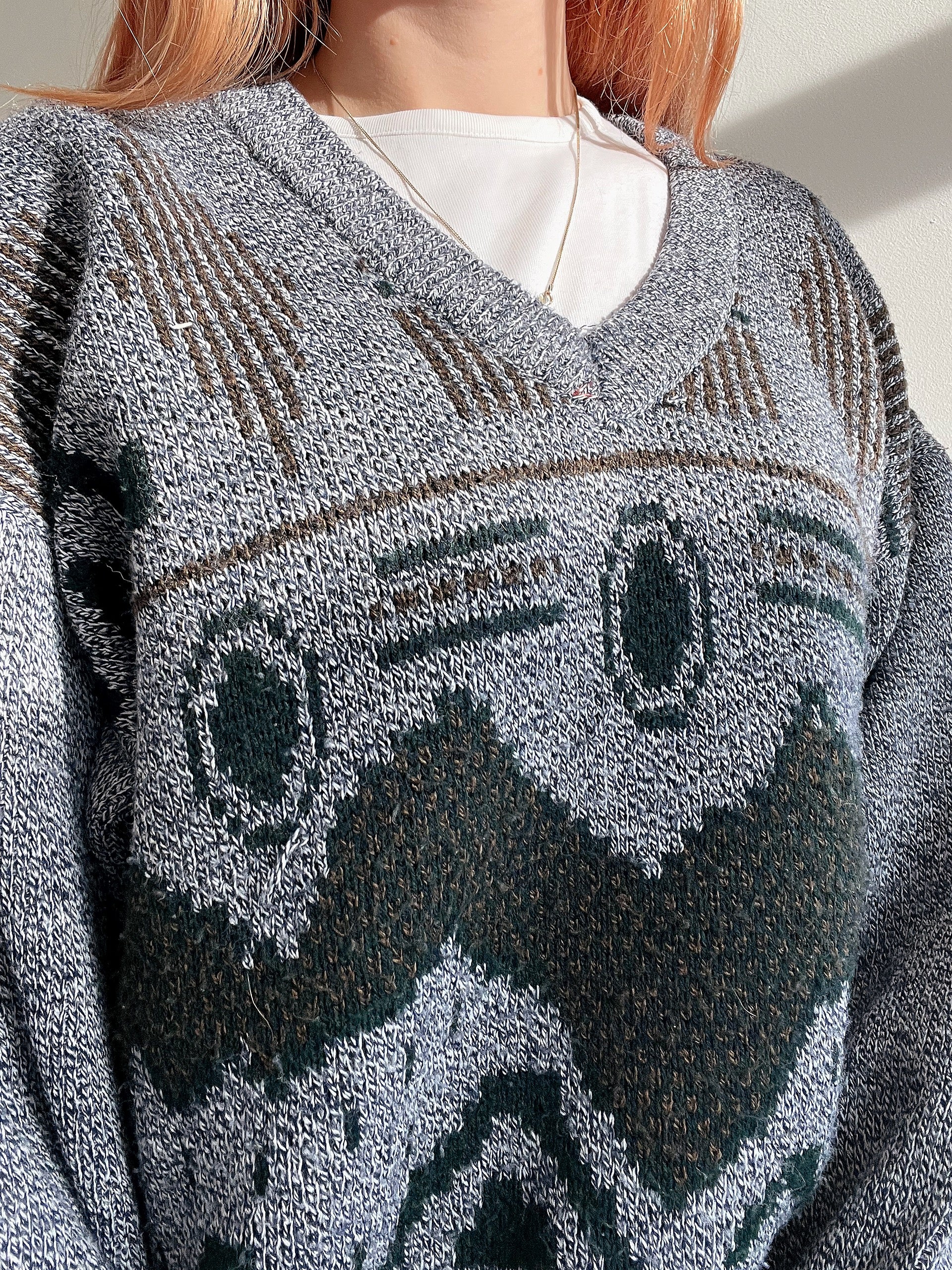 Vintage dunkelgrauer Strickpullover L