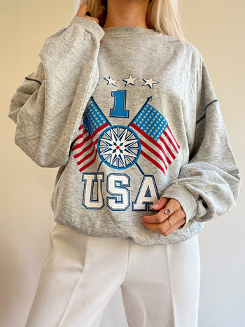 USA Vintage grauer Pullover L/XL