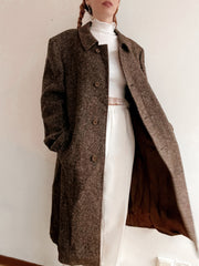 Manteau en laine vintage brun XL