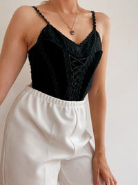 Corset/Lingerie noir en velours et dentelle S