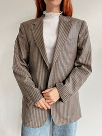Veste blazer épaisse vintage taupe lignée M/L