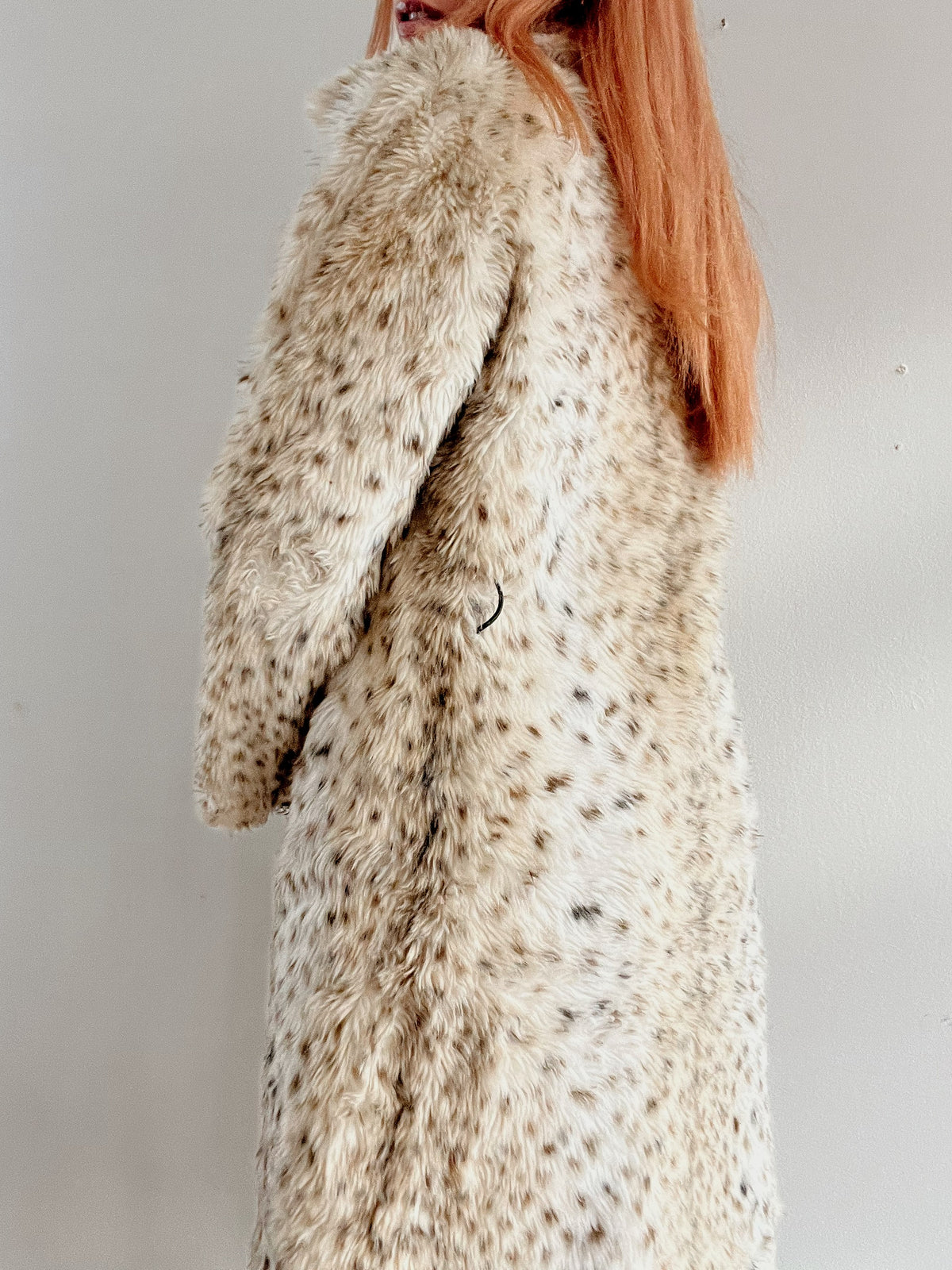 Manteau en fausse fourrure blanc cassé lynx S/M