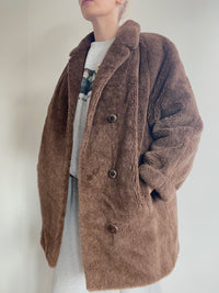 Manteau en fausse fourrure camel