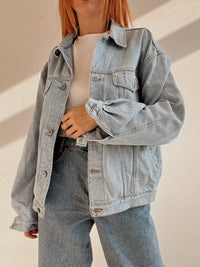 Veste en jeans vintage bleue très claire L