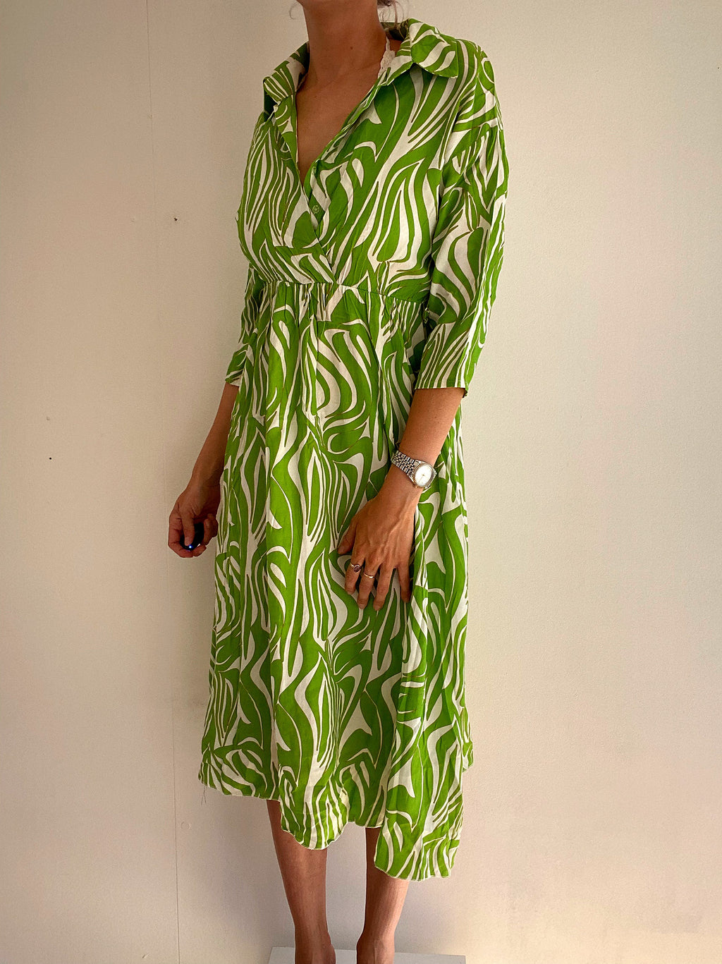Robe vintage verte à motifs M