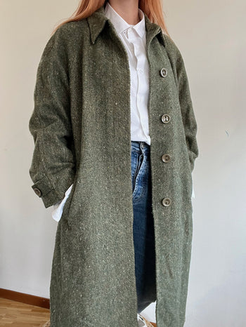 Manteau en laine vintage vert M/L