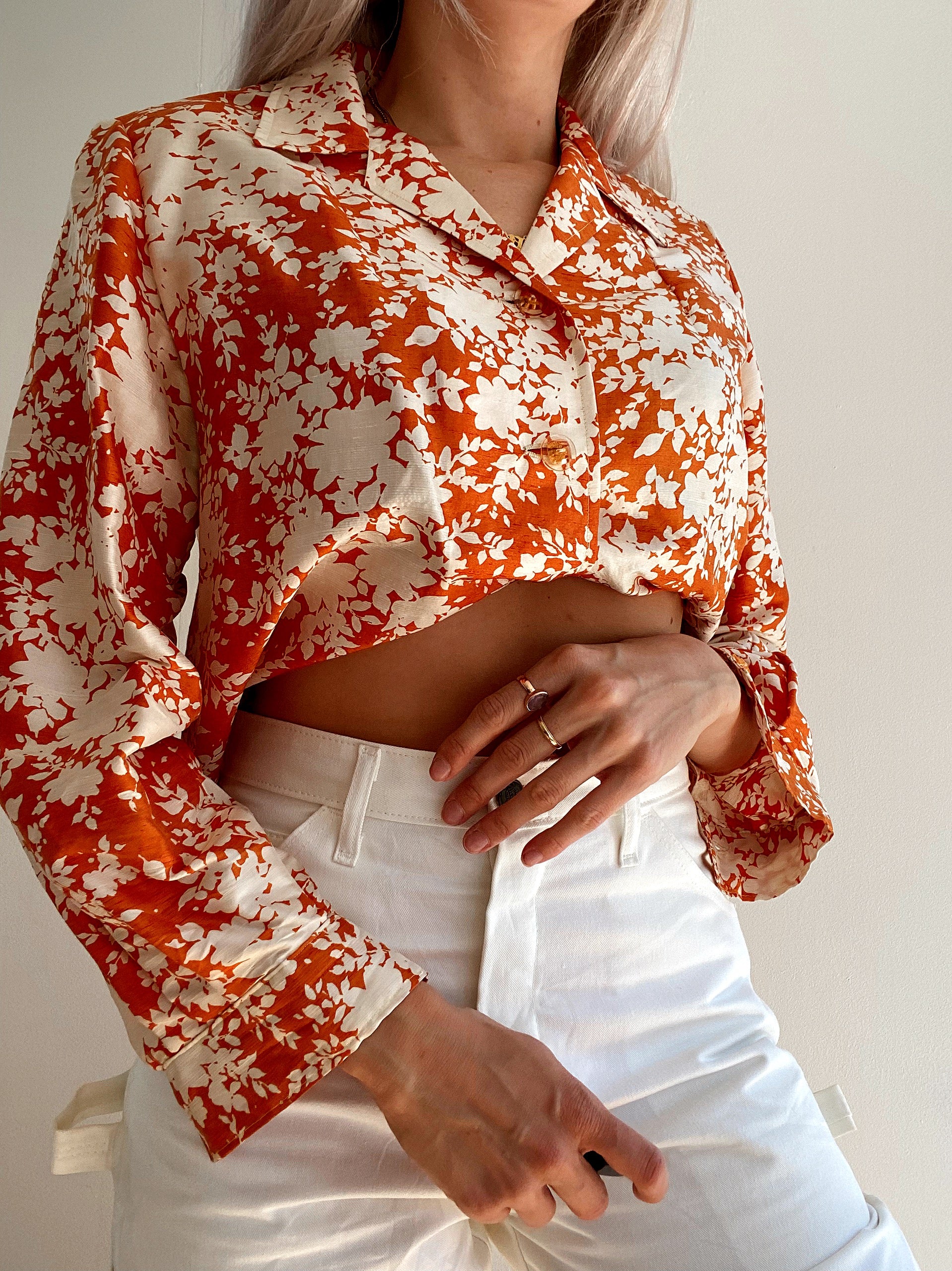 Chemise Vintage 80/90s orange en soie