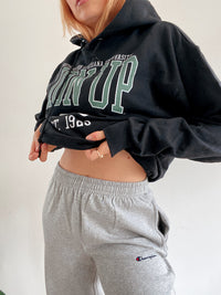 Pull vintage américain noir et vert à capuche L