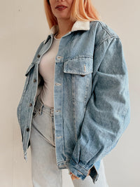 White and blue jacket with orange collar Adidas XL
