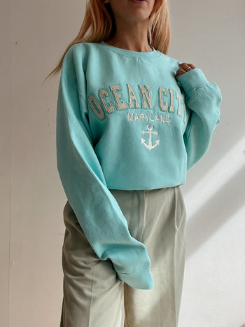 Pull vintage américain turquoise XL