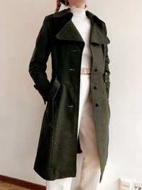 Vintage Khaki-Wollmantel S/M