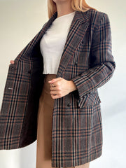 Manteau vintage en laine marron XS