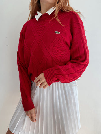 Pull rouge en laine Lacoste L