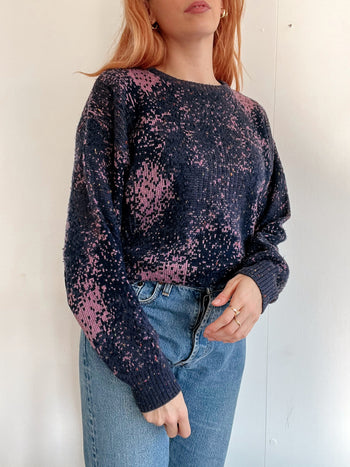 Pull vintage en laine violet M/L