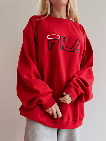 Pull vintage rouge Fila XL