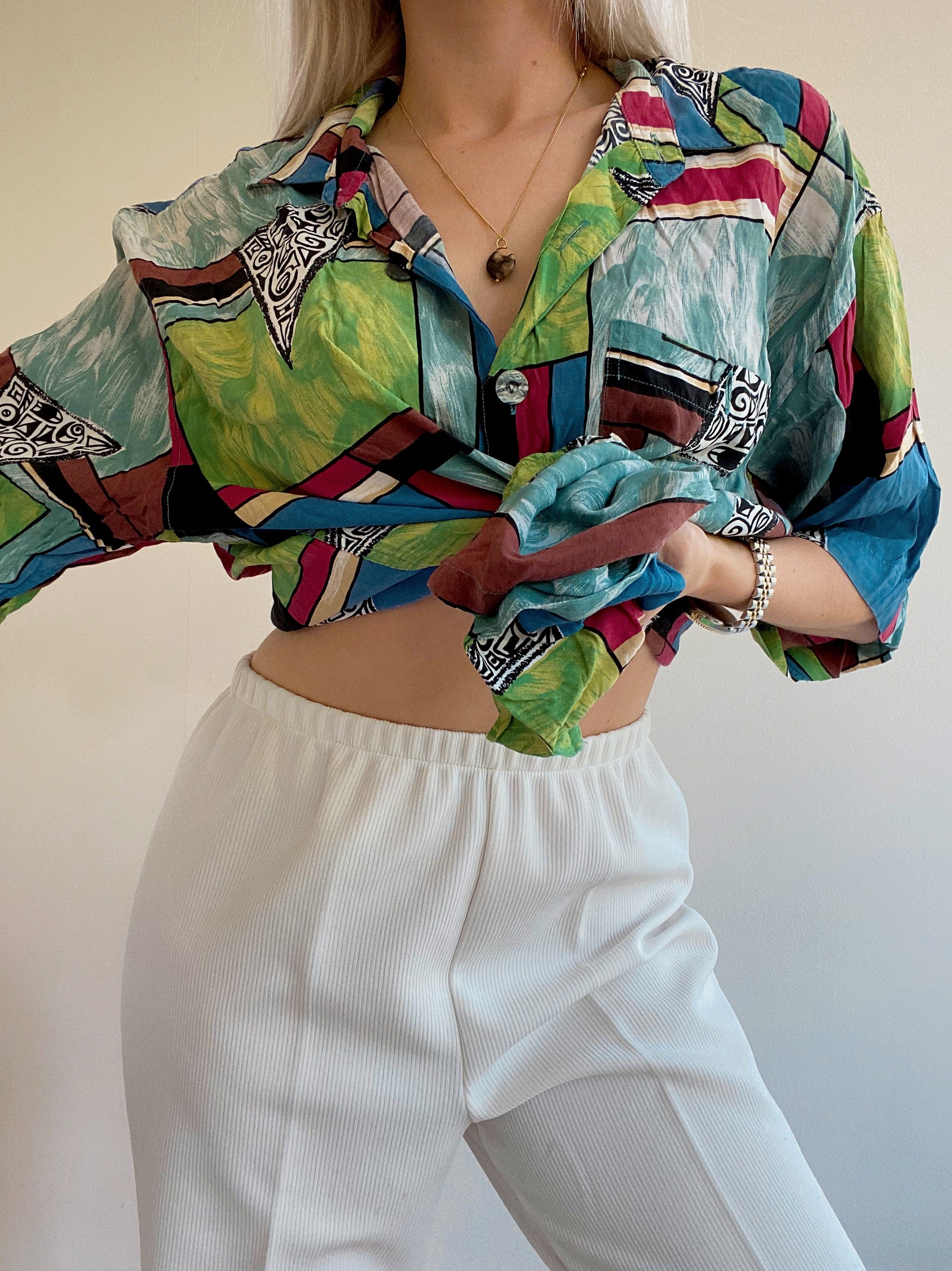 Chemise Vintage 80/90s multicolore motifs géométriques