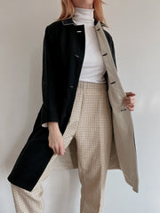 Manteau en laine vintage blanc cassé et noir réversible S
