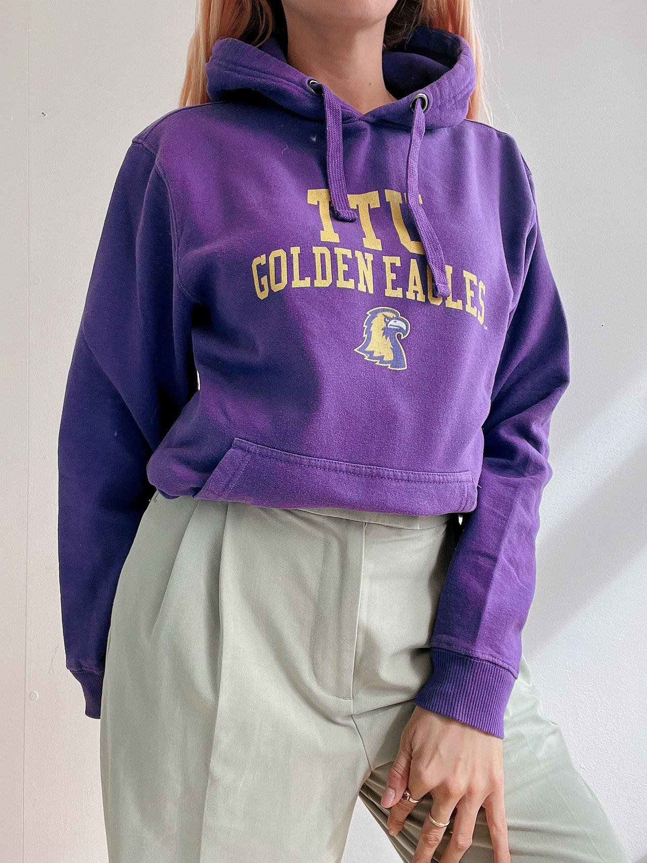 Pull vintage américain Golden Eagles violet S