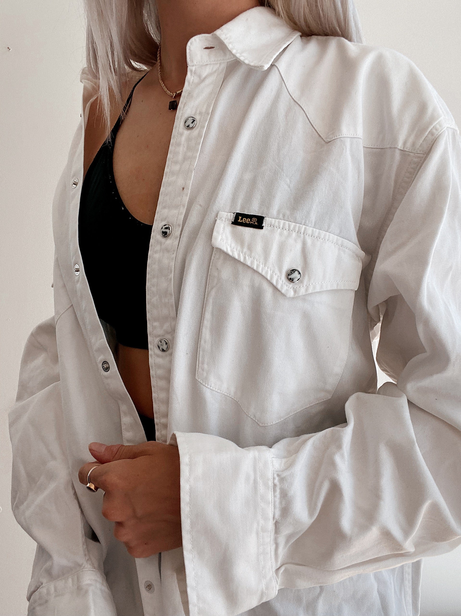 Chemise vintage en jeans blanche Lee