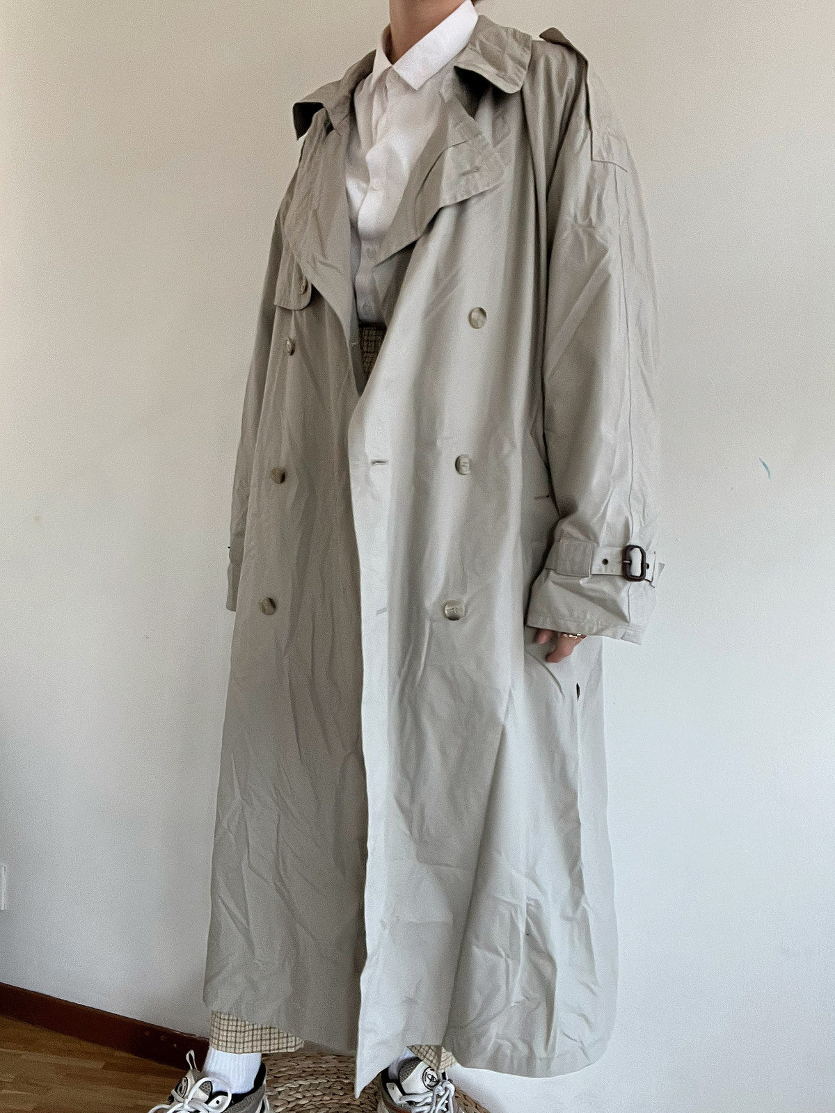 Trench coat vintage gris/beige  L oversized