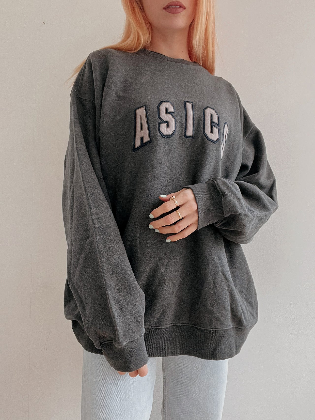 Pull ASICS vintage gris foncé XXL