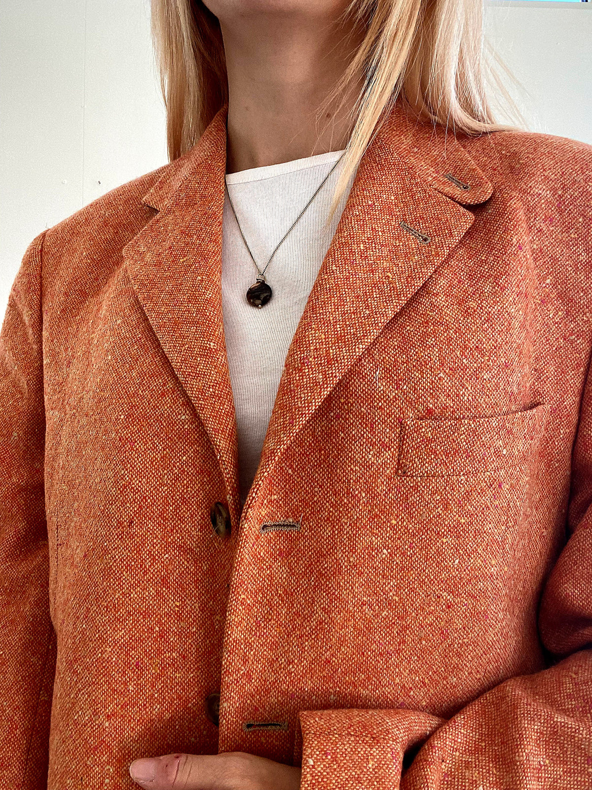 Veste Blazer oversized vintage en laine orange