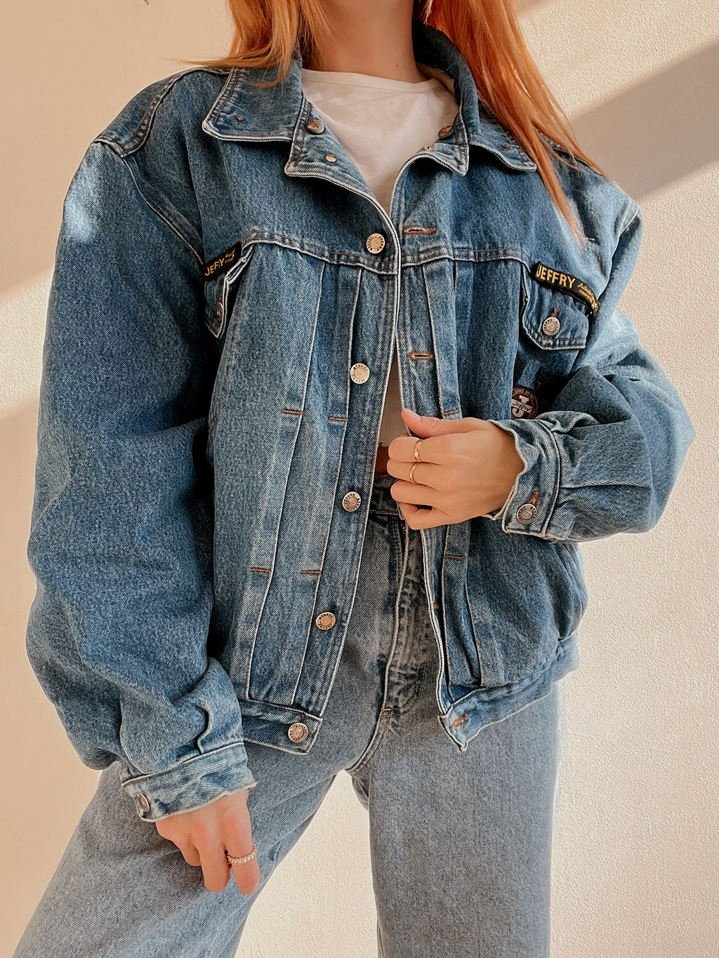 White and blue jacket with orange collar Adidas XL