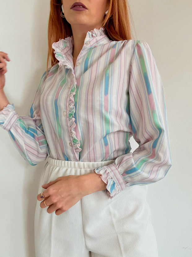 Vintage pastellrosa Linienhemd S/M