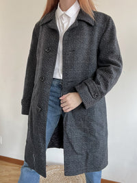 Grauer Vintage-Wollmantel M/L