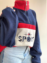 Vintage dunkelblau/rotes USA Sport XXL Fleece