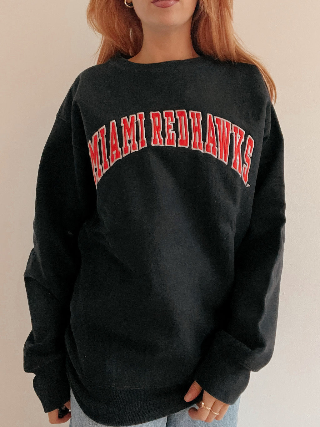 Pull vintage américain noir et rouge L