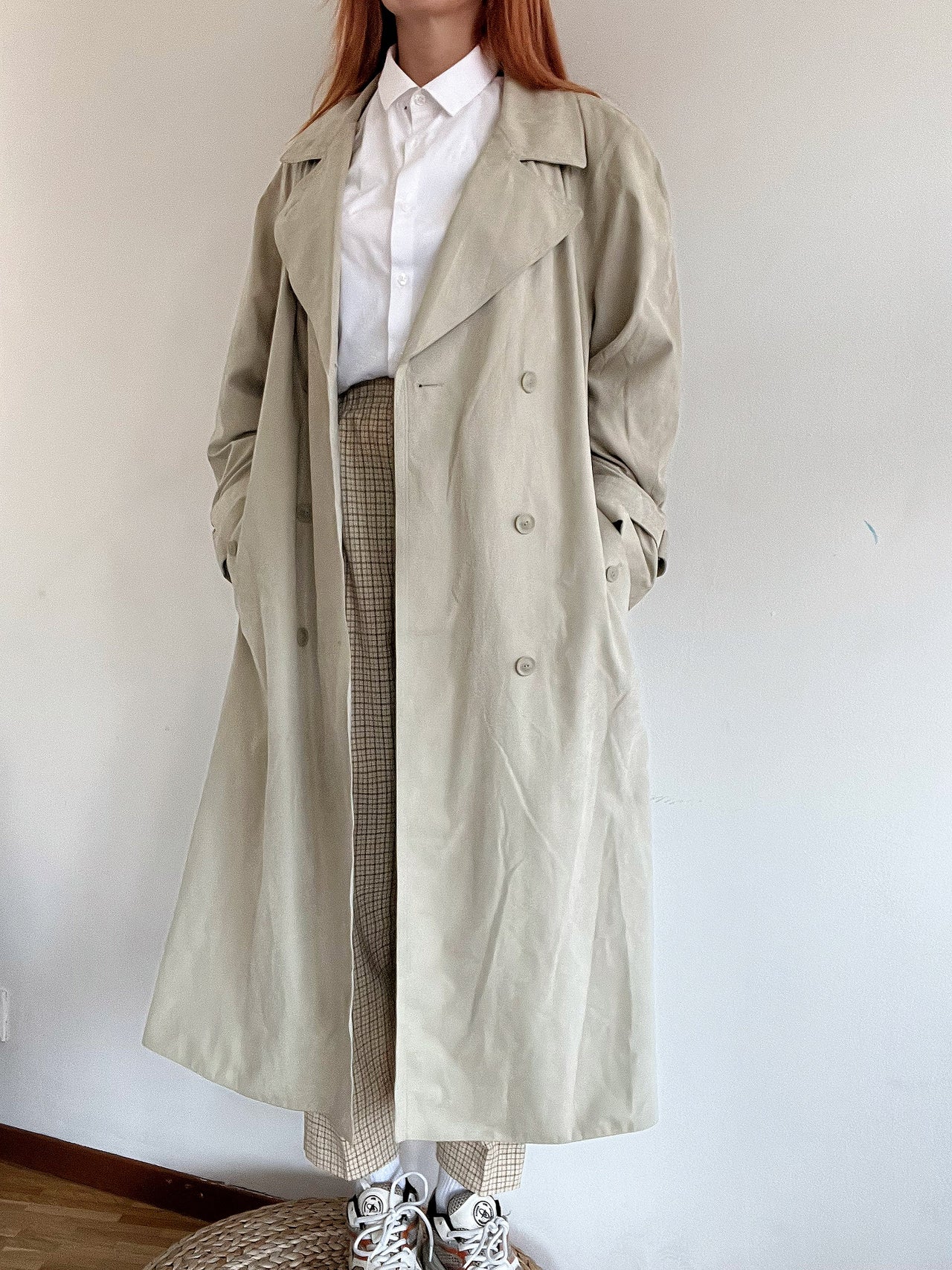 Trench coat vintage beige tout doux M oversized