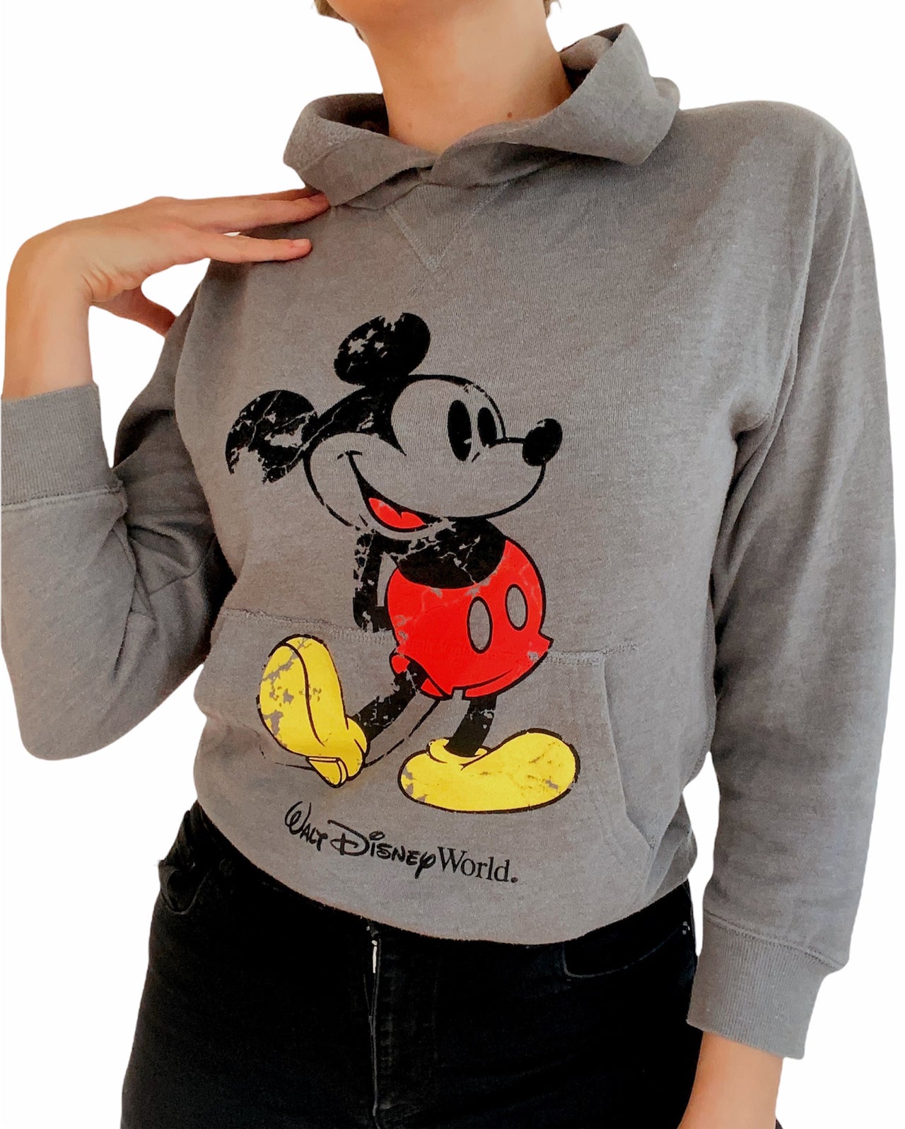 Grauer Disney-Kapuzenpullover Mickey XS/S