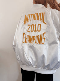 White and blue jacket with orange collar Adidas XL