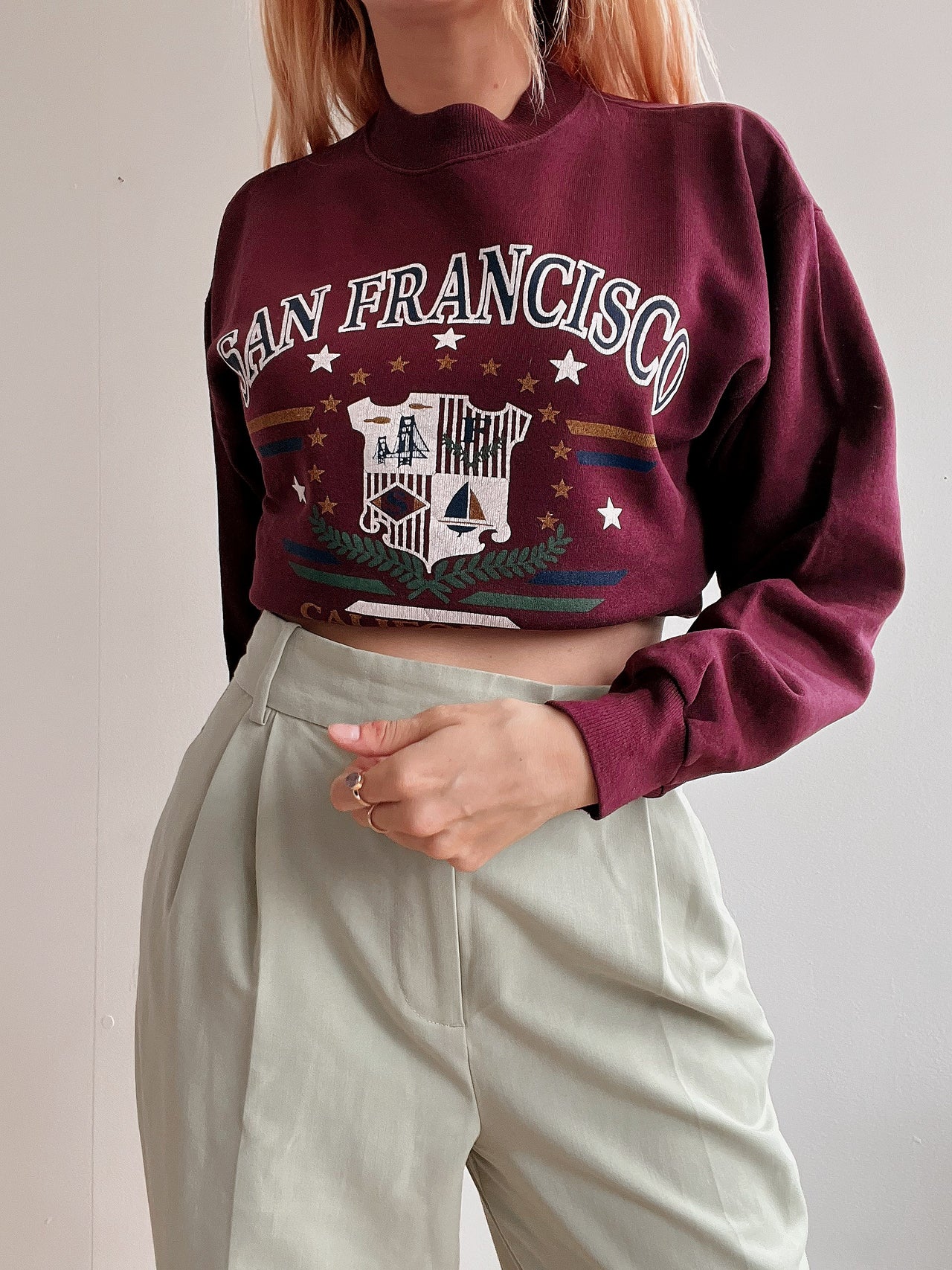 Pull vintage américain bordeaux San Francisco M