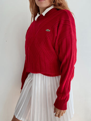 Pull rouge en laine Lacoste L