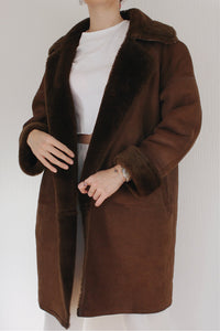 Manteau brun mouton retourné M/L