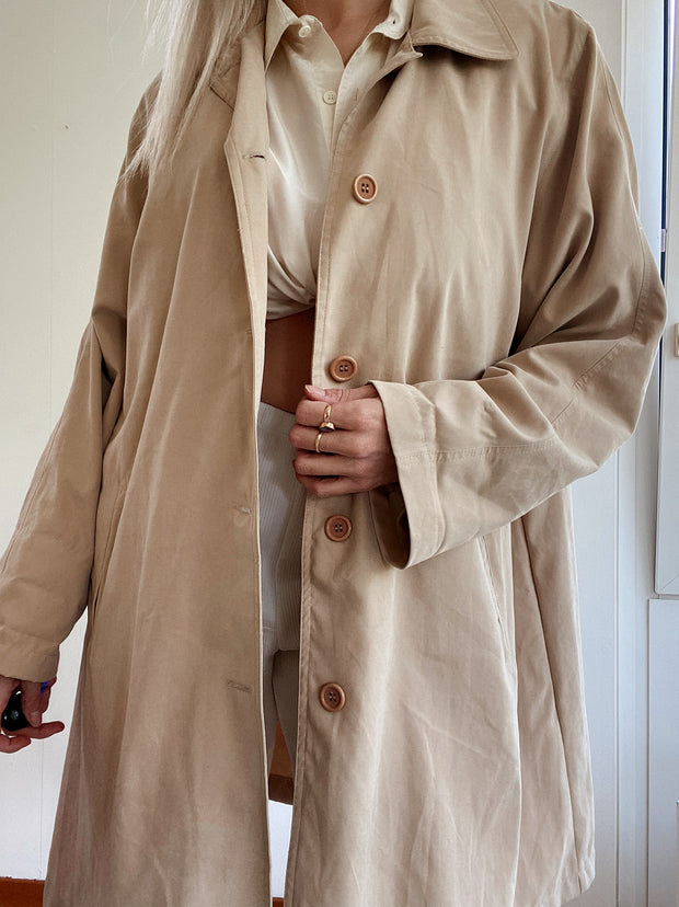 Trench coat vintage mi-long beige
